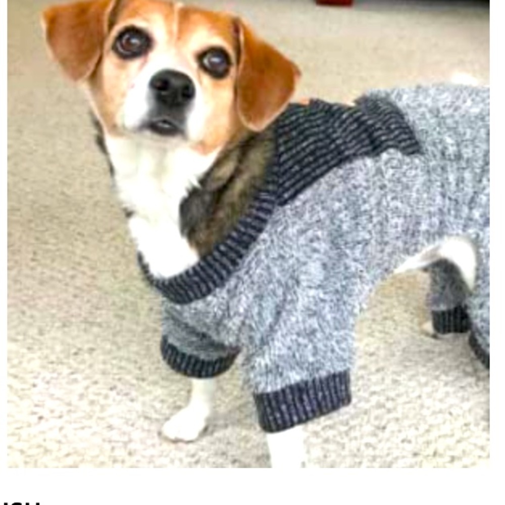 Fit warm dog pj. Size is Medium. Or cute for pictures or just to wear.